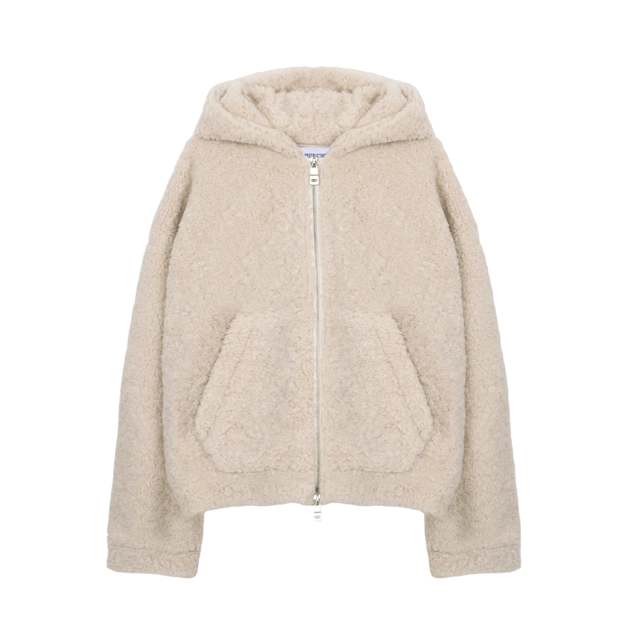 Front view of Destructive Fleece Zip Natural Jacket